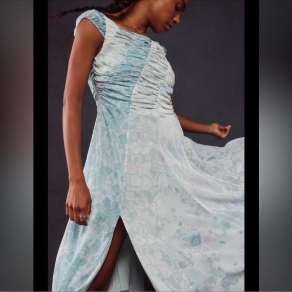 Free People Heart to Heart Floral Midi Dress in Ocean Combo - Picture 3 of 3